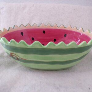 Watermelon Large Serving Bowl Ceramic Hand Painted